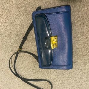 J. Crew Blue leather crossbody bag